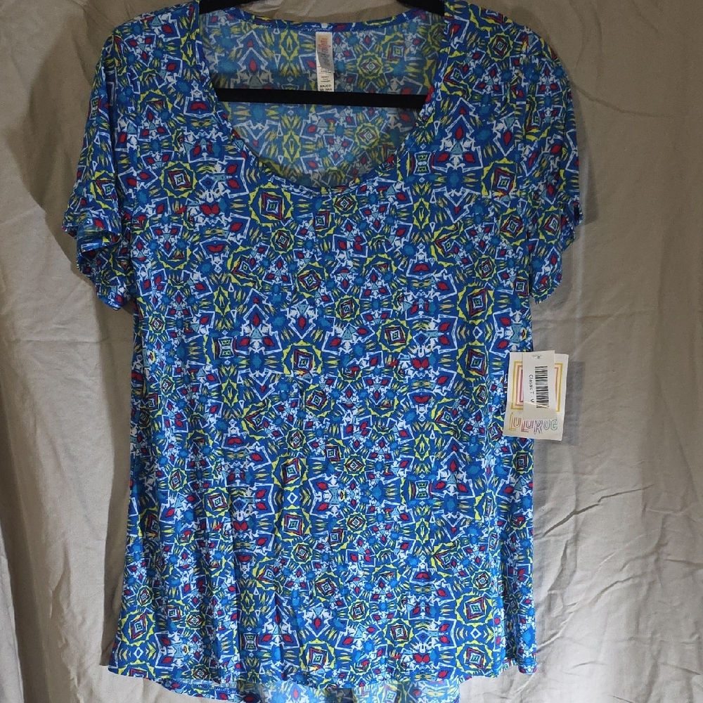 LuLaRoe Vibrant Blue Patterned Blouse